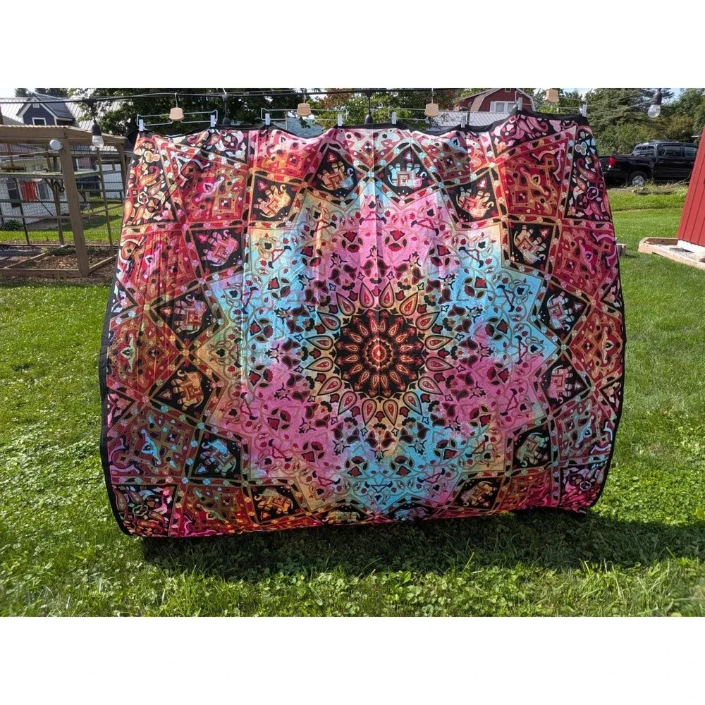 Vintage Boho Hippie Tapestry Wall Hanging Indian Elephants Black/Pink 82